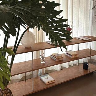 桦木置物架落地实木中古靠墙海洋板收纳展示架书架书柜杂志陈列架