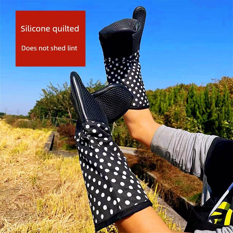 耐高温500度商用微波炉烧烤盒防烫夹延长厚烘烤绝缘硅胶工业手套