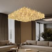意式 轻奢水晶客厅吊灯设计师新款 方形高端别墅大厅主卧室餐厅灯