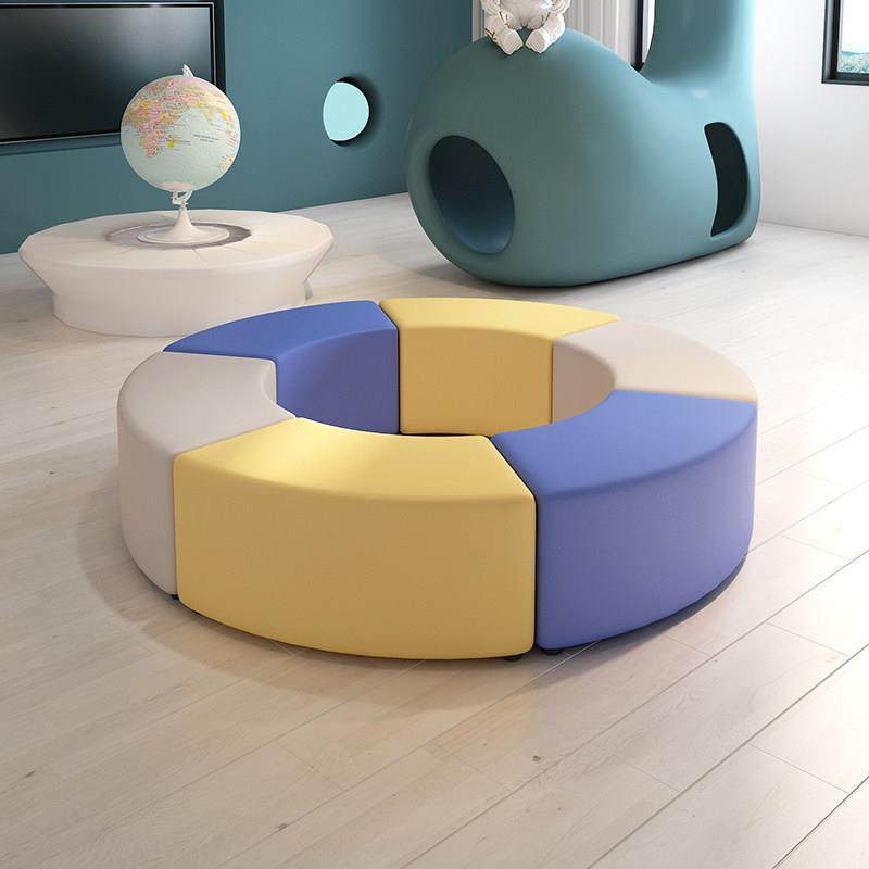 早教中心培训班机构琴行幼儿园大厅弧形圆型家长休息等候区沙发凳