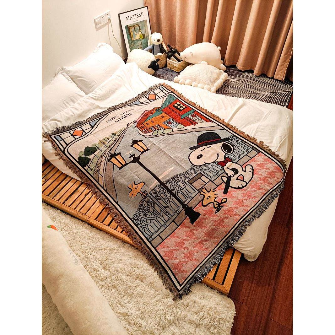 卡通沙发盖毯单人小毯子针织休闲毯午休小睡毯动漫沙发巾盖布ins