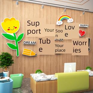 午托管班墙面装饰早教育培训机构辅导中心前台文化墙贴幼儿园环创