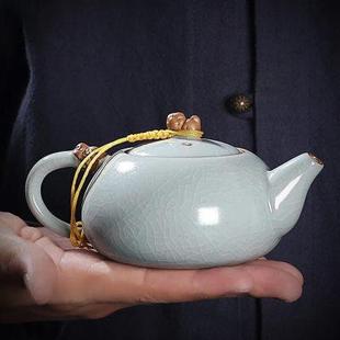 汝窑茶壶陶瓷西施壶功夫茶具泡茶器家用泡茶壶紫砂耐高温侧把精致