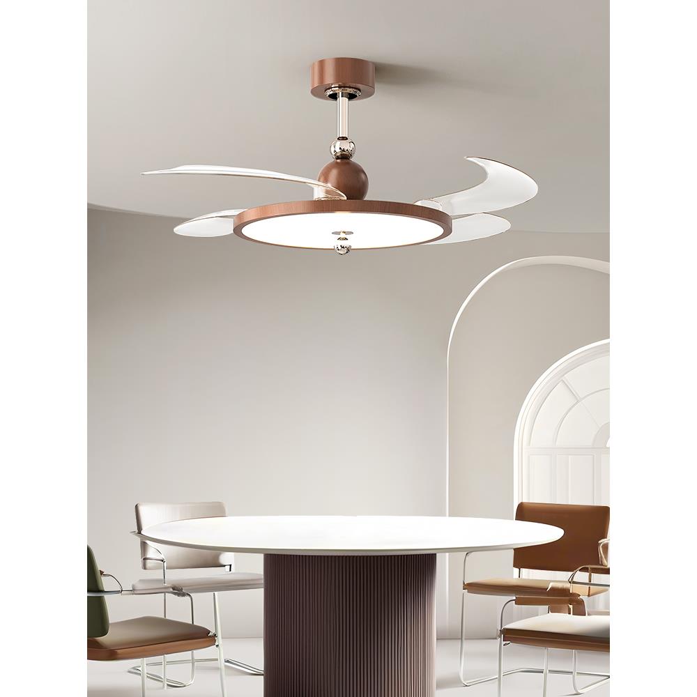 2025新型扇灯中世纪风格吊扇灯隐形护眼餐厅客厅卧室大风中山灯