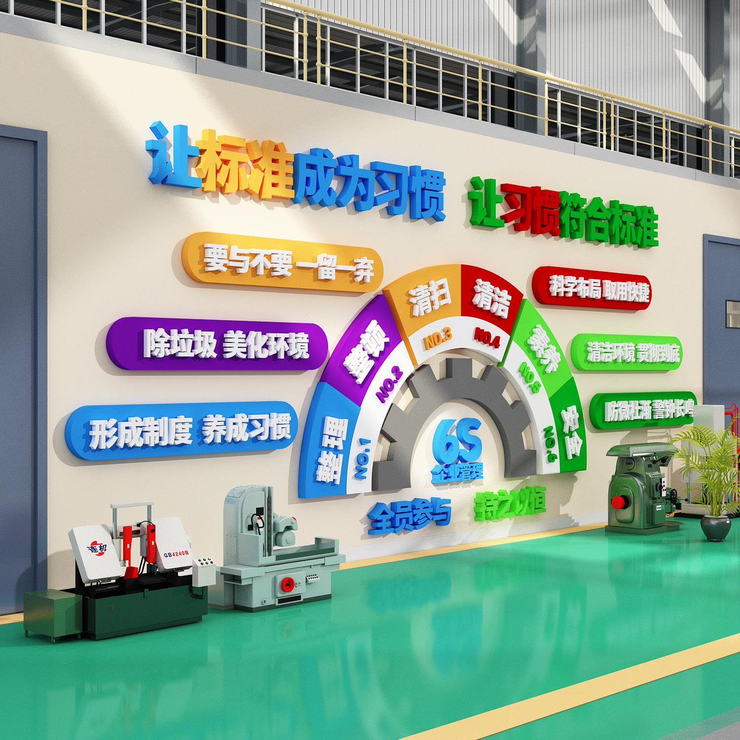 6s管理文化墙贴标识牌生产车间安全工厂标语企业质量品质宣传汽车
