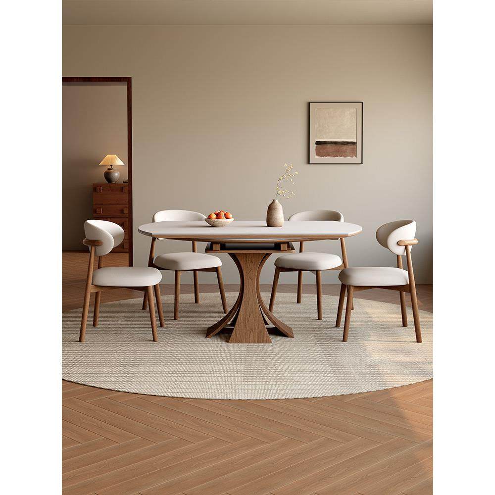 可变圆桌现代简单实木餐桌餐桌和椅子组合,住宅家具,岩板餐桌,淘宝优惠券,粉丝福利购,淘宝优惠卷