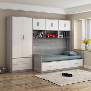 现代榻榻米床衣柜一体实木儿童床简约多功能小户型床箱组合床定制
