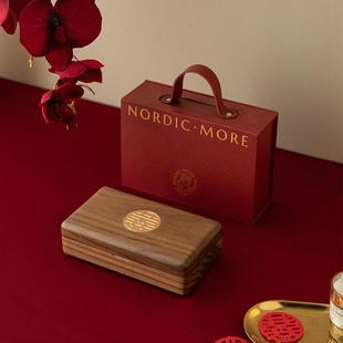 新婚首饰盒实木质三金五金首饰收纳盒结婚礼物送新娘闺蜜