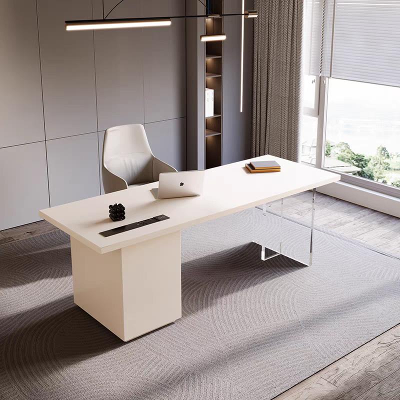 意式极简书桌书房家用白色高端办公桌压克力现代简约办公桌电脑桌