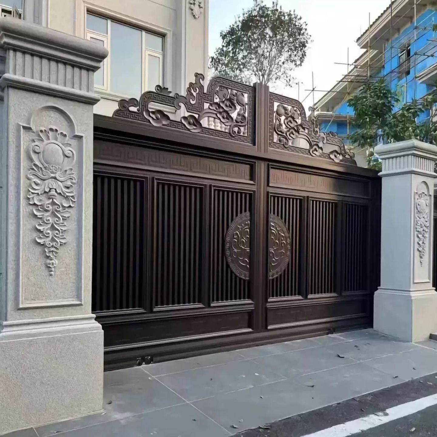 铝艺别墅庭院门双开 关铸铝门铝合金院子电动大门欧式大门社区自