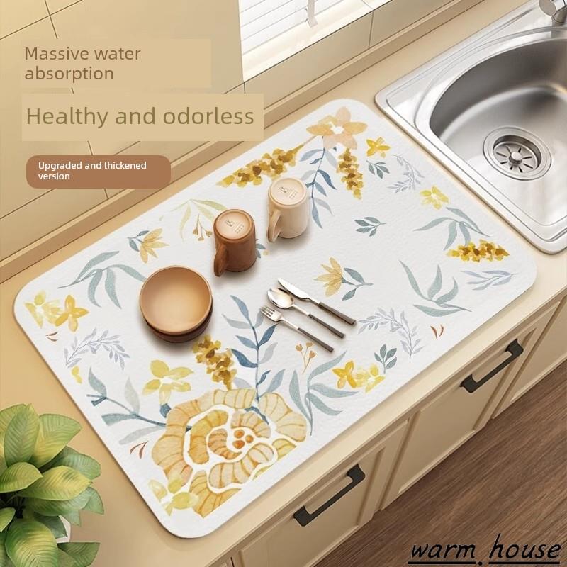 暖厨房排水垫硅藻泥台面吸水垫咖啡机茶几防烫可洗盘子桌垫