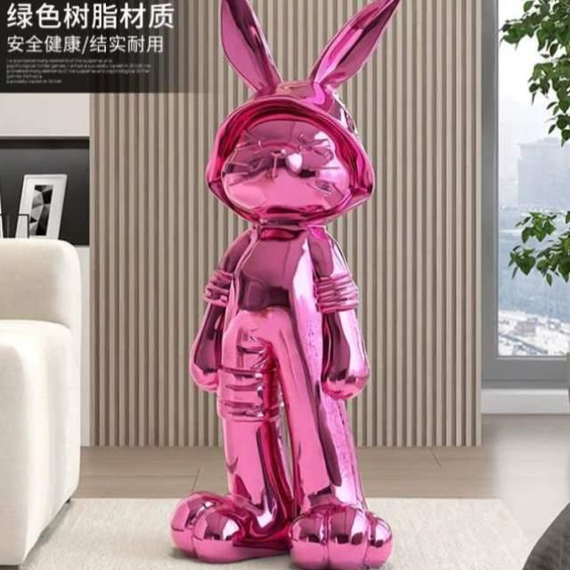 摆件玄关高端工艺品大兔子客厅沙发电视柜礼物落地乔迁旁大气电镀