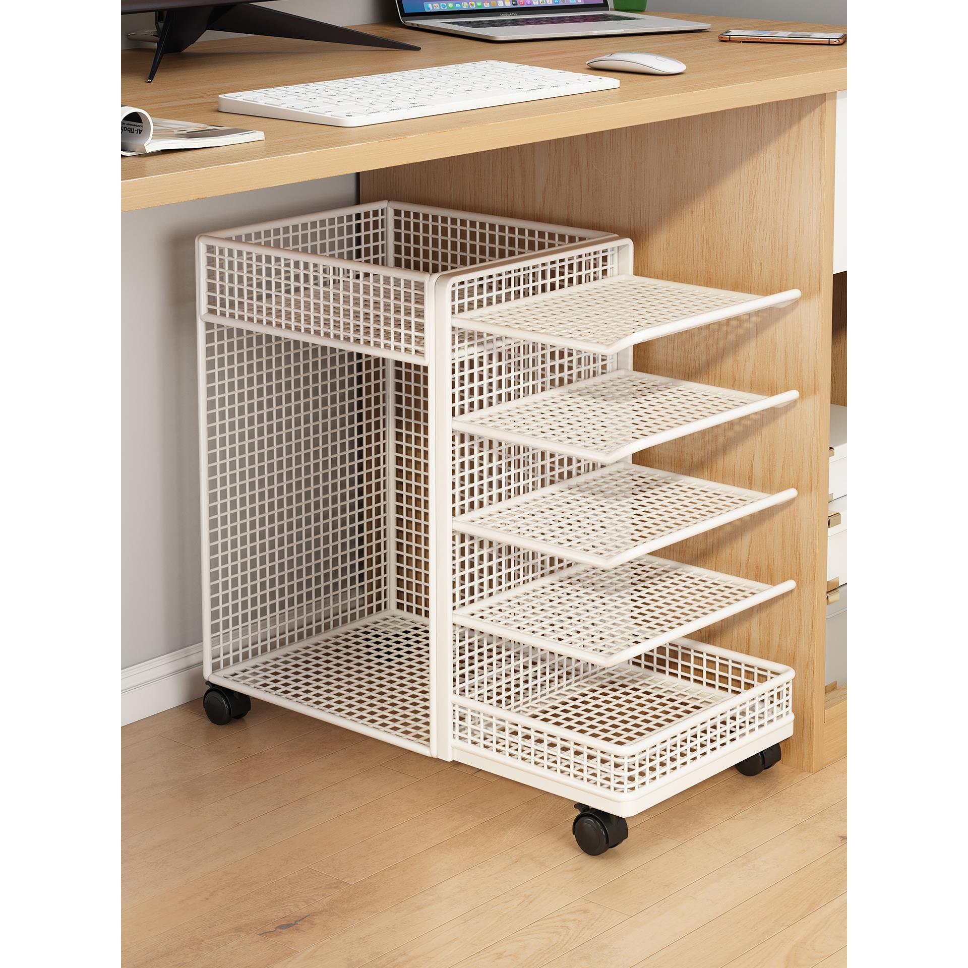 办公桌下文件架可移动文件收纳架档案资料工位收纳神器小推车带轮