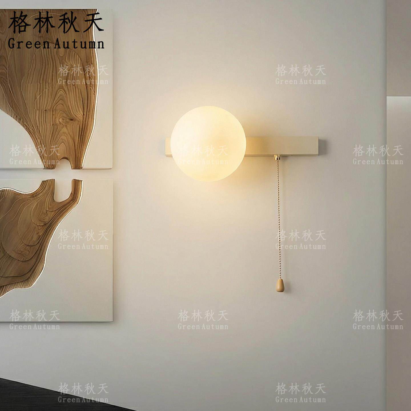 格林秋天后现代圆球壁灯客厅卧室床头灯简约玻璃灯罩铁艺壁灯