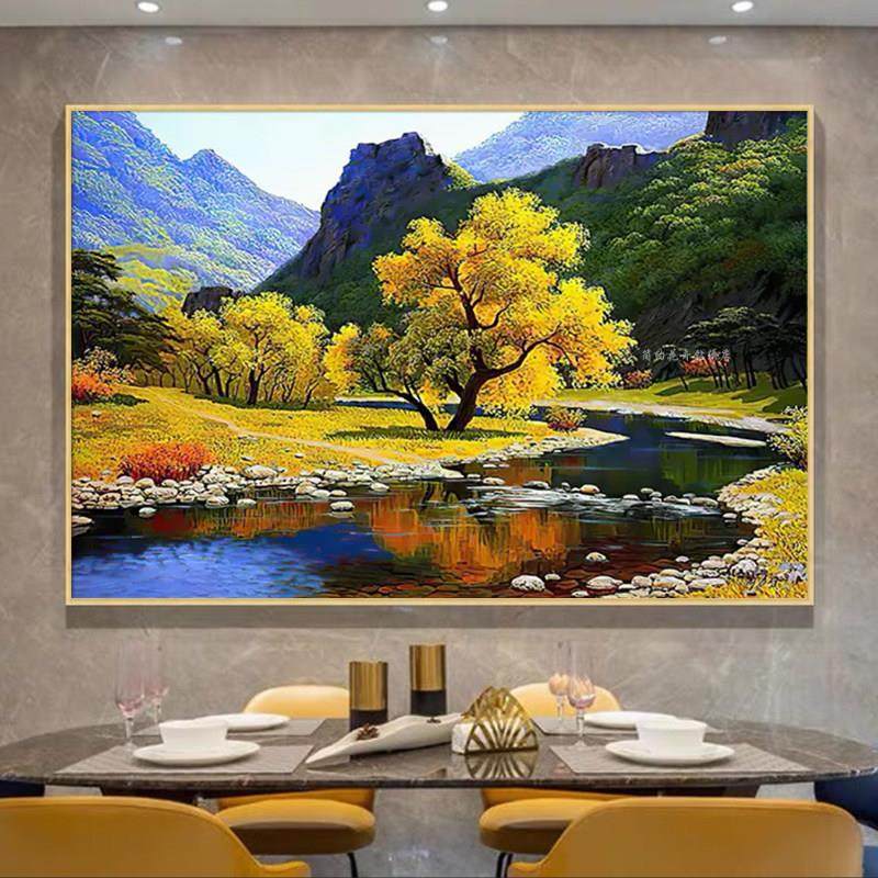 灿烂金秋欧式5D钻石画全新客厅卧室满是钻石山水画钻石十字绣线绣,居家布艺,钻石绣,淘宝优惠券,粉丝福利购,淘宝优惠卷