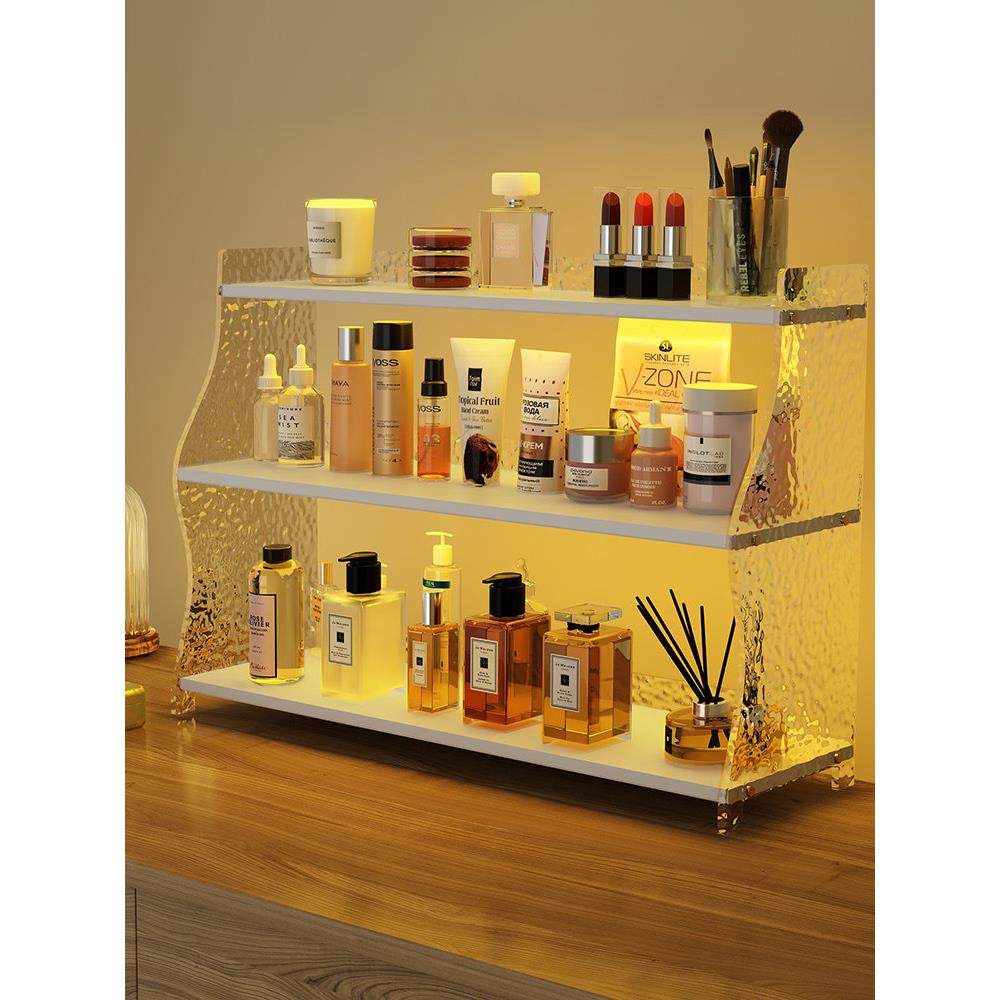 化妆品收纳盒梳妆台香水架子桌面上护肤品置物架亚克力杯子收纳架