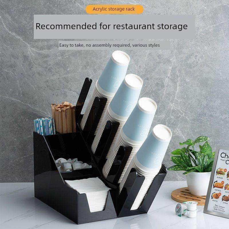 果纳亚克力奶茶店纸杯架吸管收纳盒吧台用品专用分杯架商用取杯器