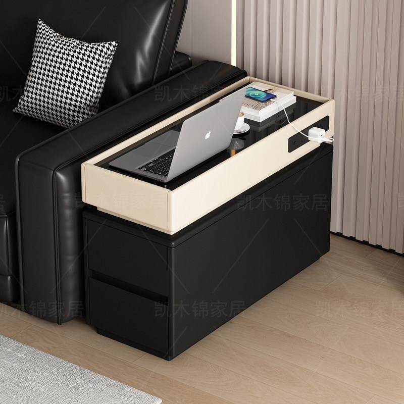 2025新款轻奢沙发边柜实木夹缝储物边柜移动边几茶几客厅用高级感