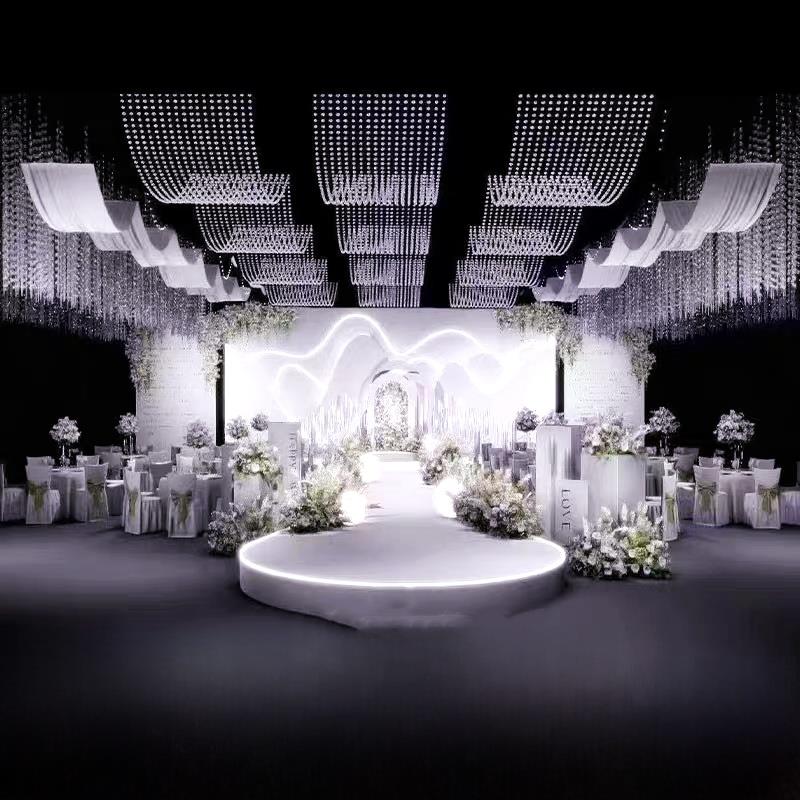 婚庆水晶波浪吊顶装饰婚礼堂大厅珠帘珠串水波帘子珠炼菠萝珠帘子