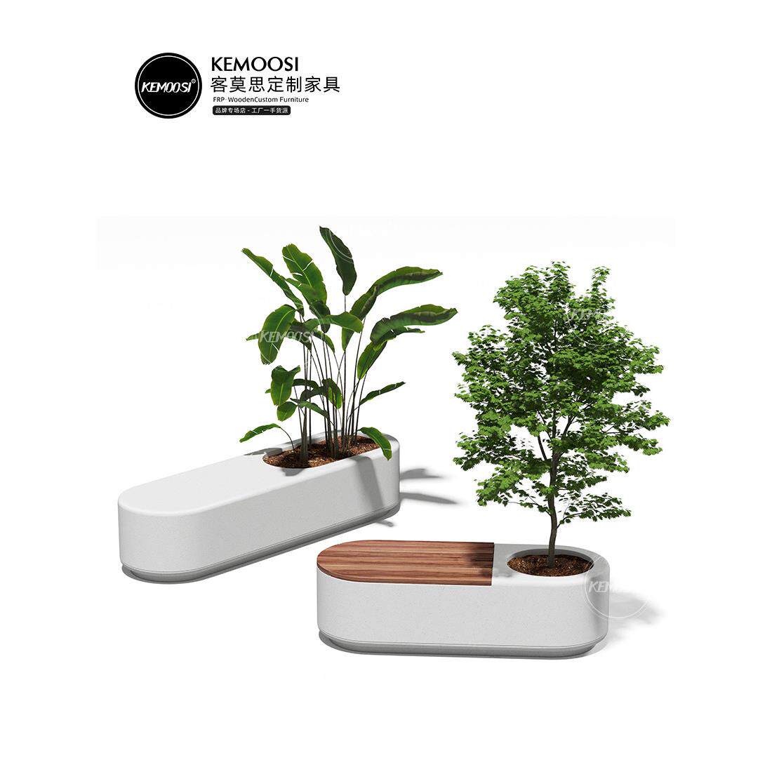 玻璃钢座椅户外花盆长凳商场休闲美陈休息区组合户外公共等候椅