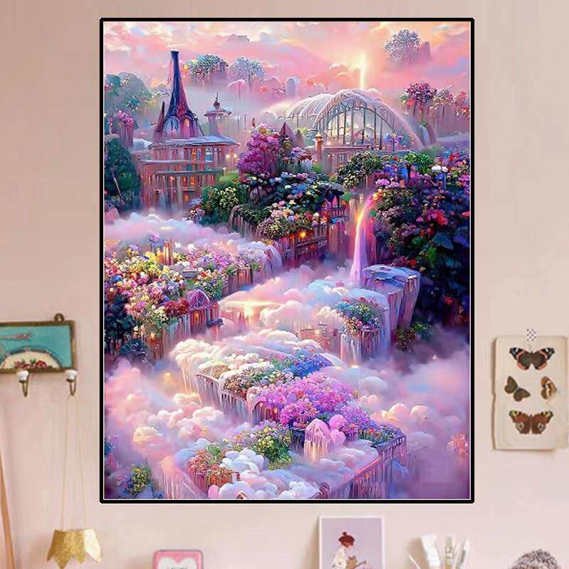 5d新款钻石画梦幻风景2024满钻客厅卧室仙境城堡手工点贴钻十字绣