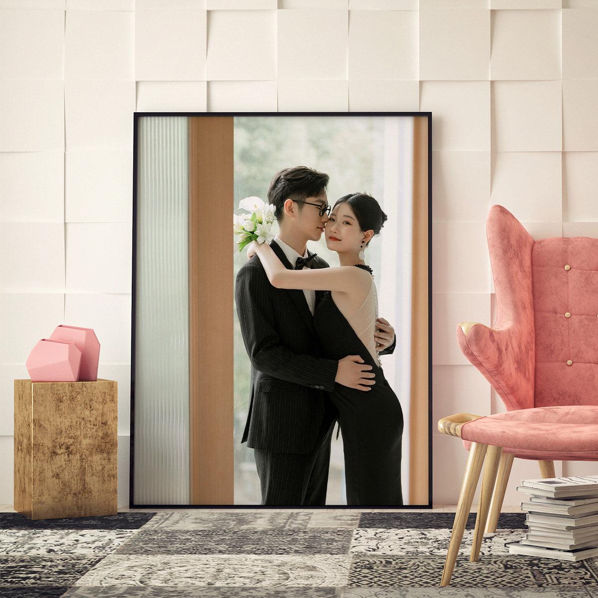 铝合金框婚纱照相框结婚礼物照片定制diy画框挂墙照片打印加相框