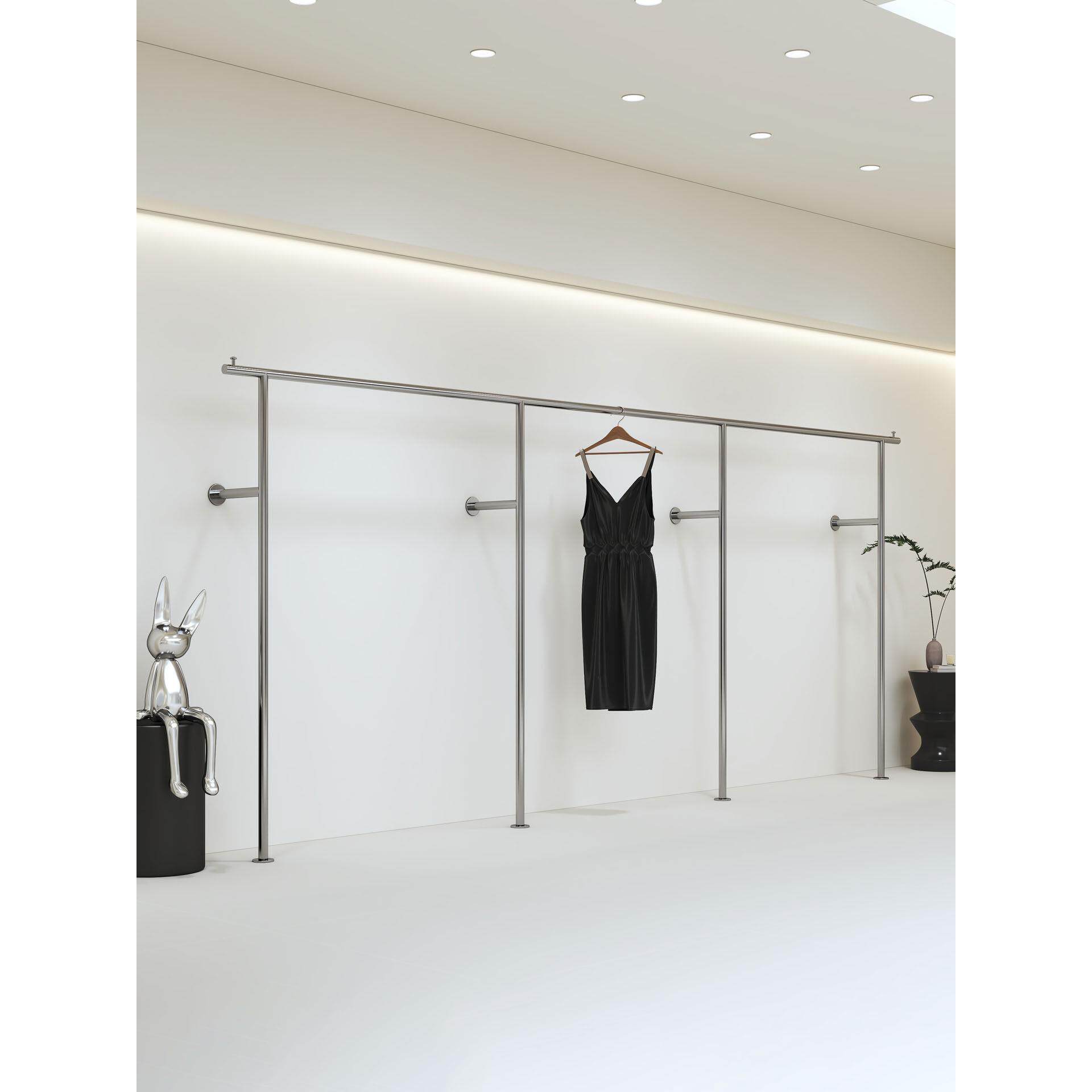 服装店服装高档展示架不锈钢上墙架子货架女装店陈列架加厚挂衣杆