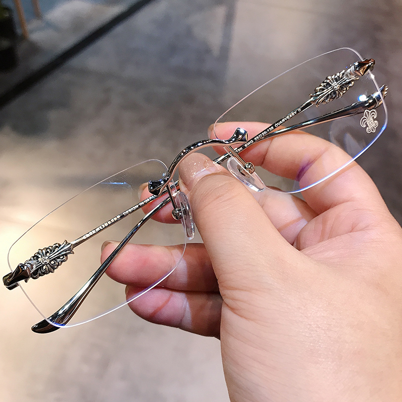 简丹剋萝心防蓝光近视眼镜框x无边框复古雕花男女素颜网红眼镜架