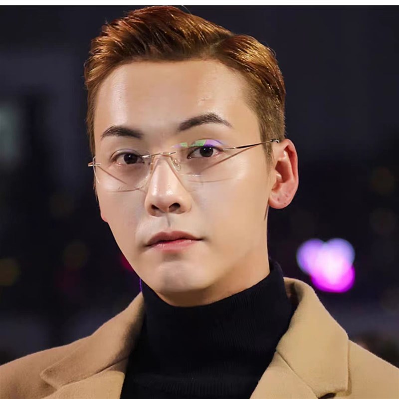 超轻纯钛无框眼镜男女纯欲近视潮商务防蓝光金P丝镜架可配近视眼