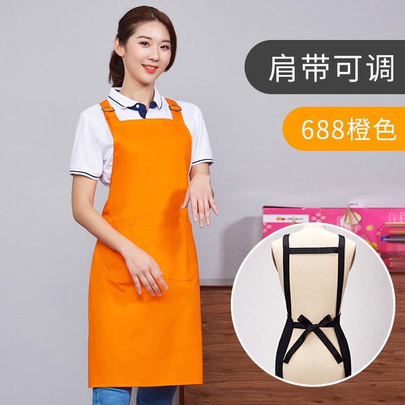 纯棉防水围裙定i制logo印字定做美甲奶茶店工作服女男家用厨