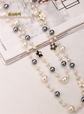 项链女长款韩版时尚多层珍珠挂链毛衣挂件配饰秋冬流行新款装饰链