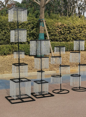 新款婚庆发光铁艺道具昭华水晶路引韩式韶华珠帘婚礼堂装饰摆件