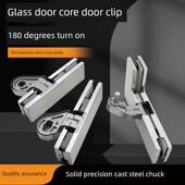 180度上下偏心门夹无框玻璃门一字夹通用360度旋转不定位地弹簧