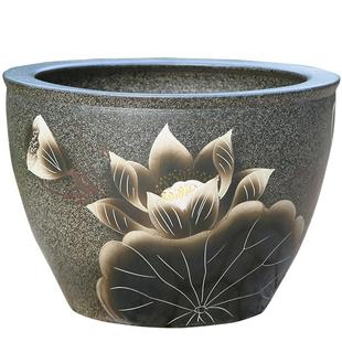 大型陶瓷鱼缸荷花盆庭院阳台水培水缸古法养鱼乌龟缸客厅落地睡莲