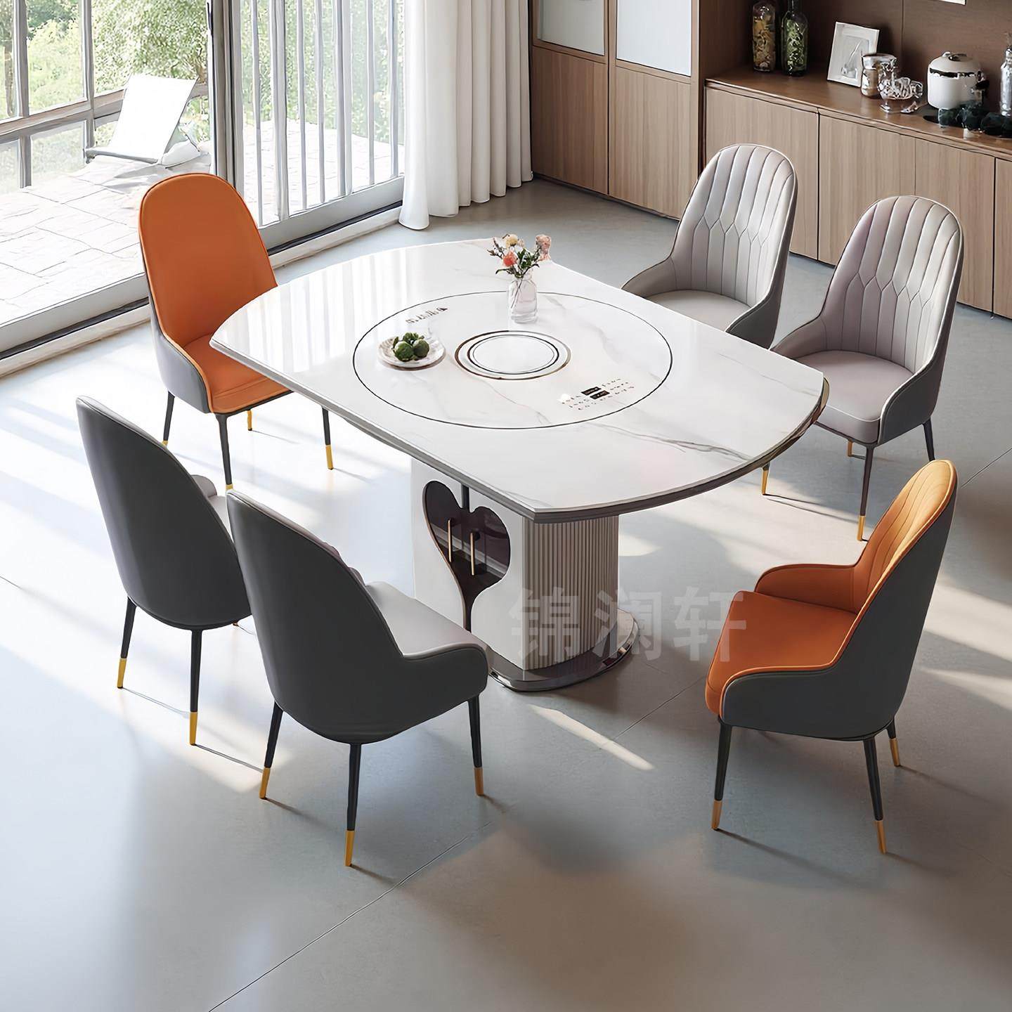 轻奢岩板餐桌可变圆桌家用小户型现代电动暖菜带电磁炉折叠饭桌子,住宅家具,岩板餐桌,淘宝优惠券,粉丝福利购,淘宝优惠卷