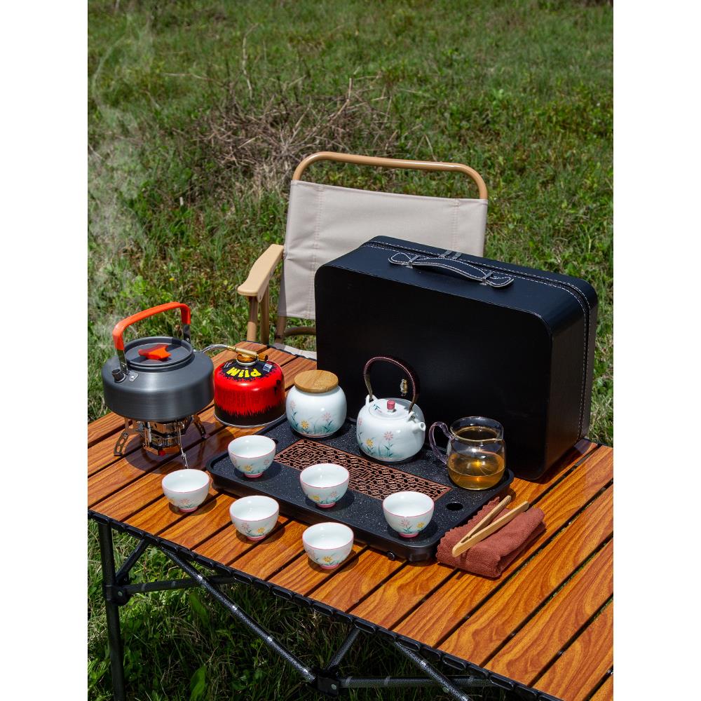 采购产品户外旅行便携式茶壶茶具，户外汽车露营式茶杯，茶炉套装