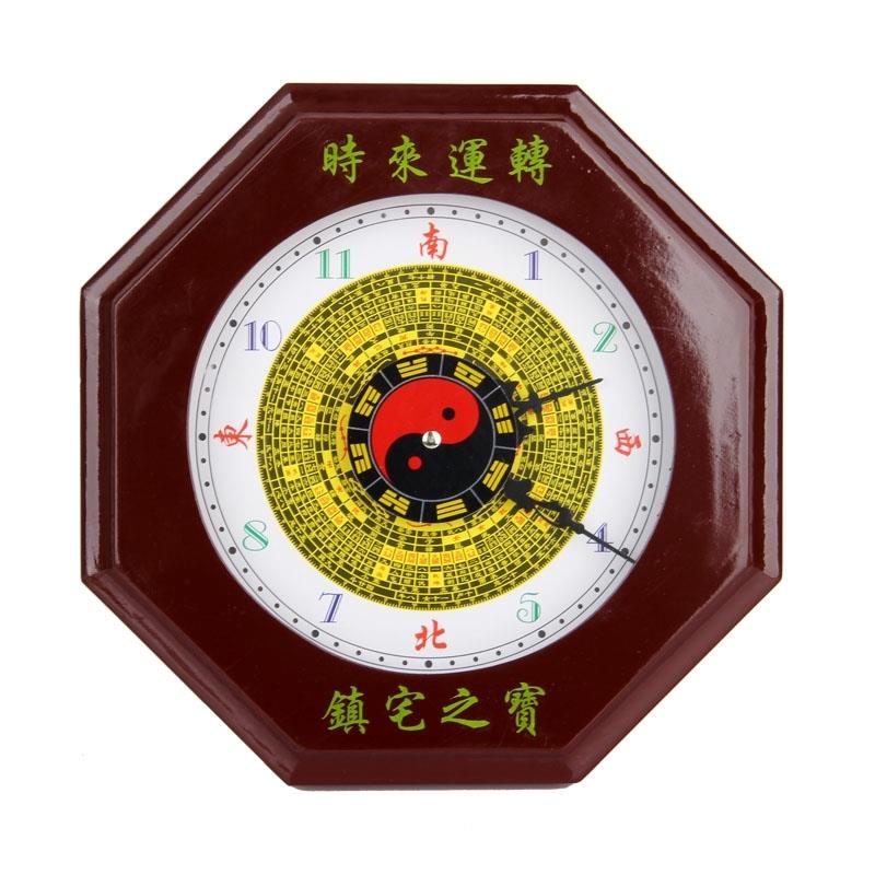 八卦罗盘摆钟风水钟表招财宅客厅中式家庭挂钟太极钟 钟家用八角