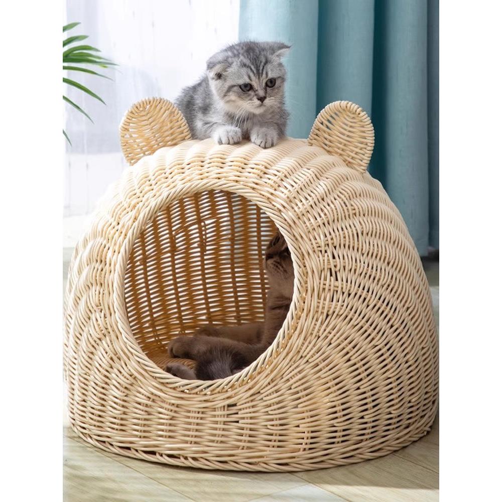 法国露露Miigo藤猫窝，四季通用半封闭宠物窝，夏季安全猫凉窝
