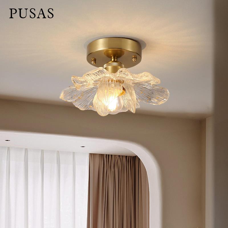 法式中古花瓣过道吸顶灯金箔阳台现代简约楼梯衣帽间玄关走廊灯具