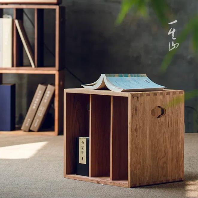 樱桃木实木书柜组合柜北欧风自由组合格子柜置物架简约收纳落地柜