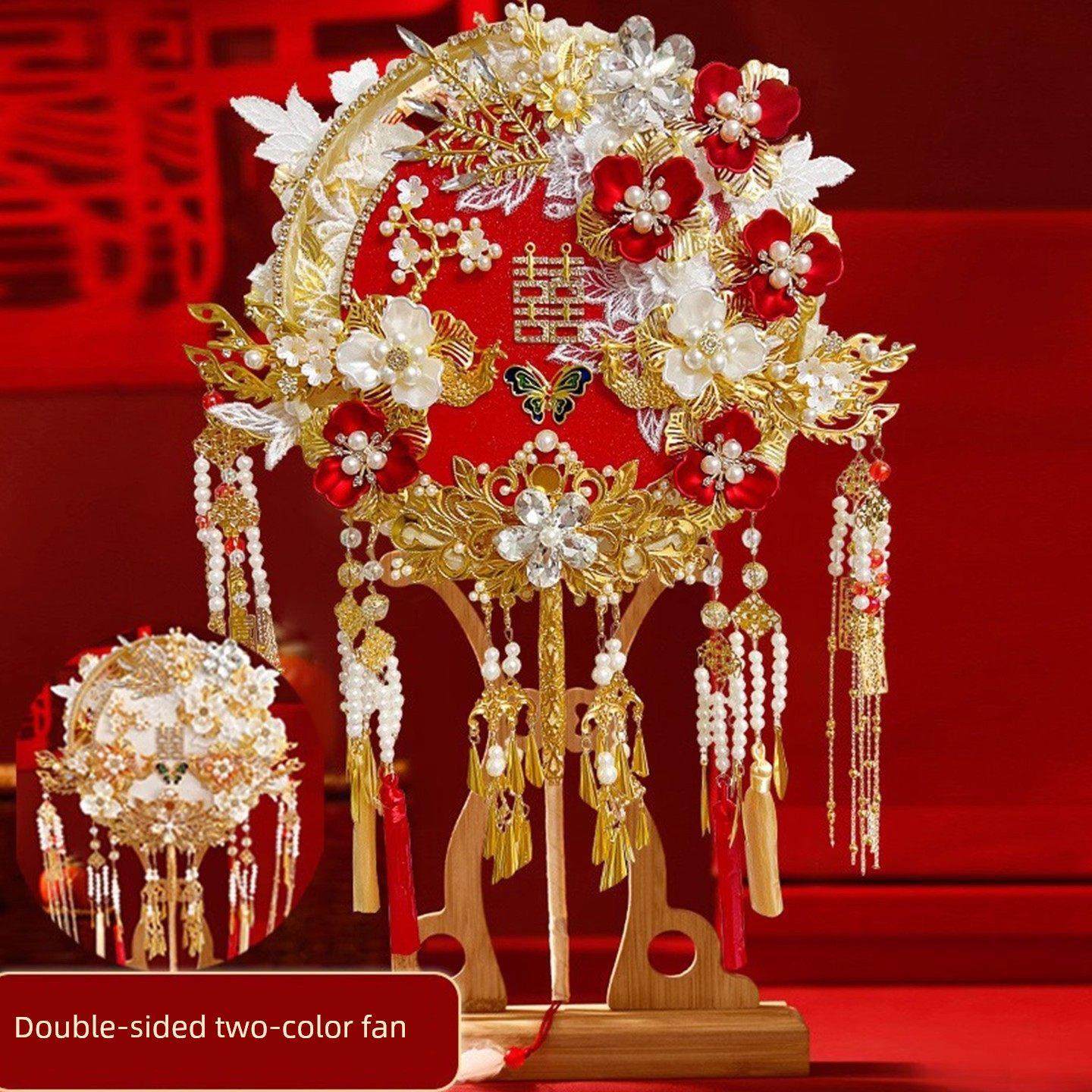 双面圆扇新娘婚礼DIY材料包中国绣河婚礼扇双色重工婚礼扇高端,家居饰品,工艺扇/团扇/喜扇/折扇,淘宝优惠券,粉丝福利购,淘宝优惠卷