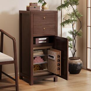 福岚新中式纯实木床头柜保险柜一体卧室家用小型防盗隐藏式保险箱