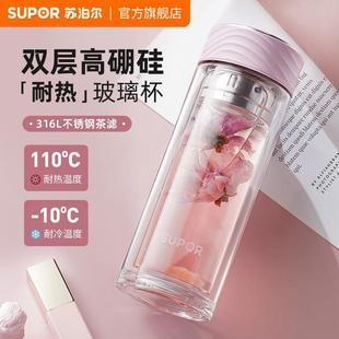 双层玻璃杯带茶滤泡茶杯子隔热防烫手商务办公上班家用男女