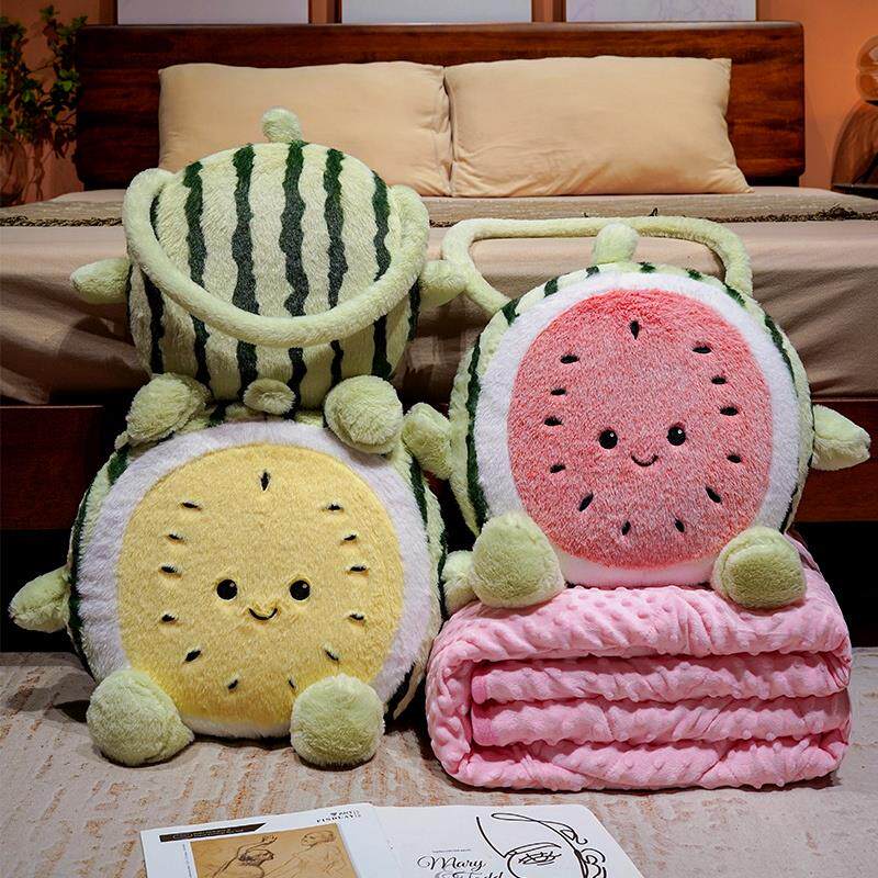 西瓜抱枕被子两用折叠毯子二合一办公室午睡枕头沙发车载靠枕加厚