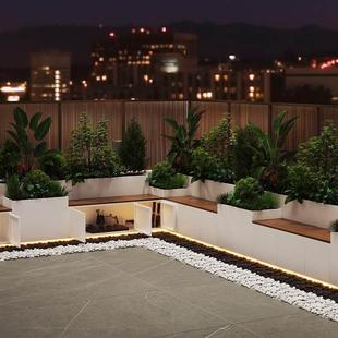 阳台花箱座椅组合户外定制庭院花坛坐凳商业街楼顶天台太阳能花槽