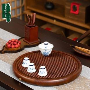 中国风格的底部手工圆形实木茶盘家庭客厅简单的中国风格小干茶几