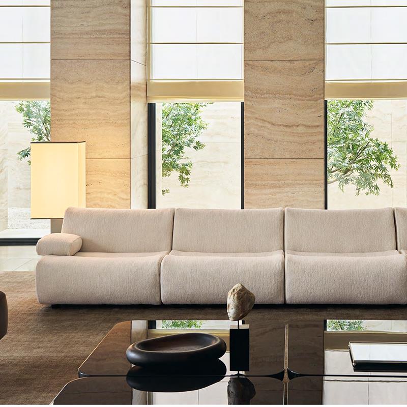 Poliform竹节沙发布艺客厅大小户型直排异弧形转角极简易新款2025