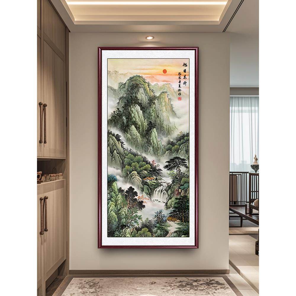 手绘真迹旭日东升国画山水画玄关装饰画聚宝盆客厅东墙办公室挂画,家居饰品,国画,淘宝优惠券,粉丝福利购,淘宝优惠卷