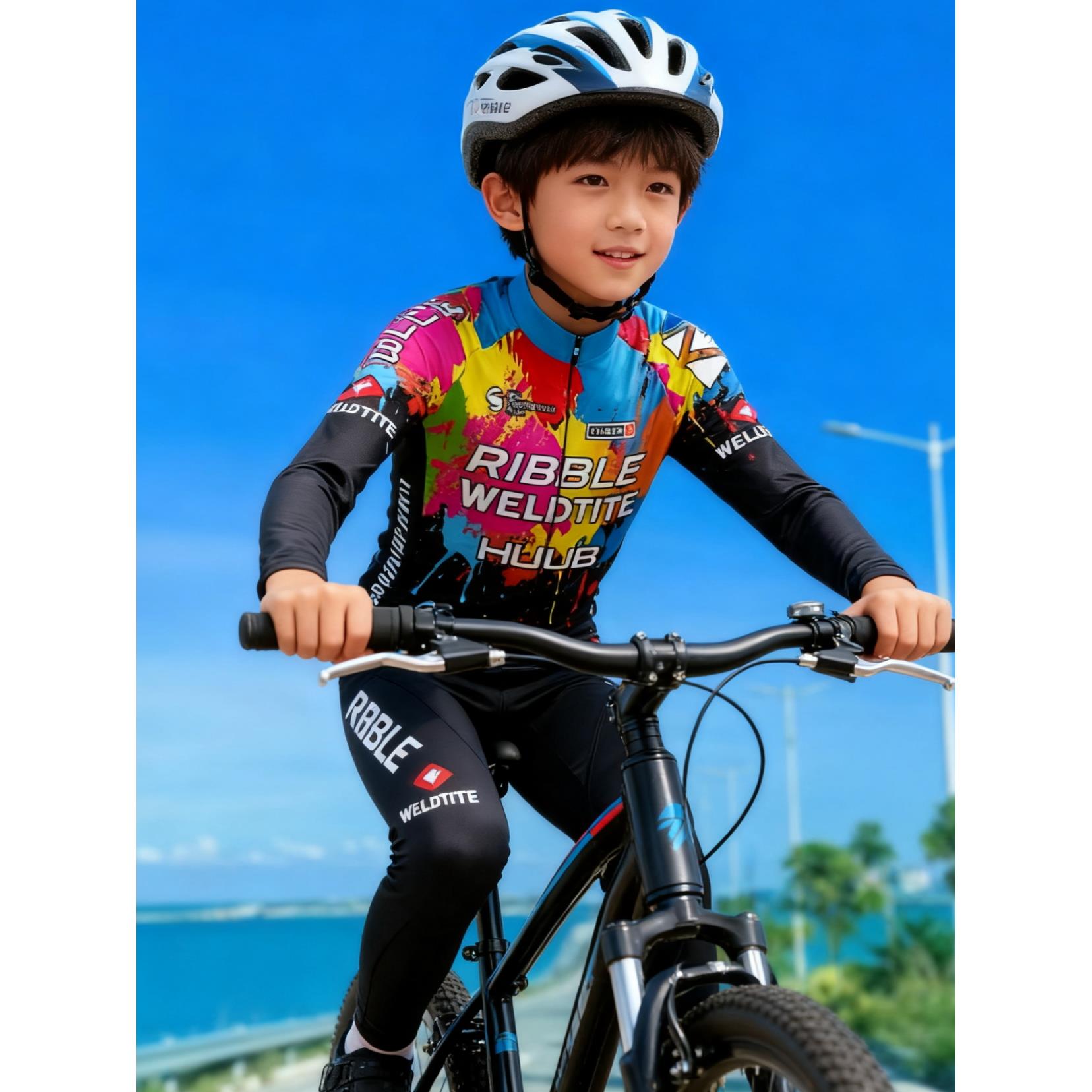 骑行服速干儿童男女春夏平衡车长袖套装专业自行车表演亲子轮滑服