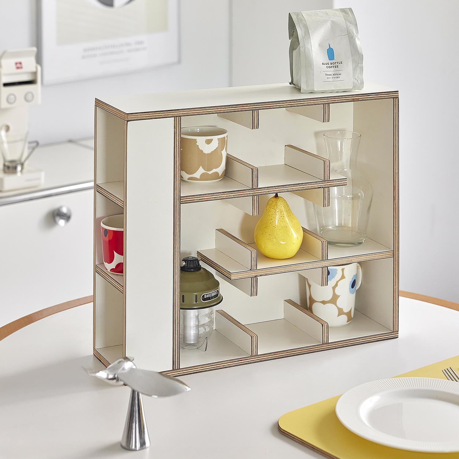 mokamoka格寓杯架桦木海洋板桌面收纳柜简约ins风创意摆件展示架